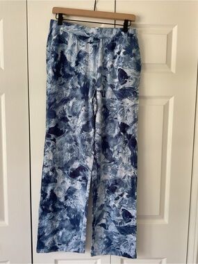 Kim Gravel blue and white cabana pants